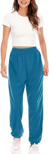 Vista 3 de Pantalones deportivos de talla grande para mujer, estilo casual, cintura elástica, pierna recta, pantalones de descanso, holgados, hasta el tobillo