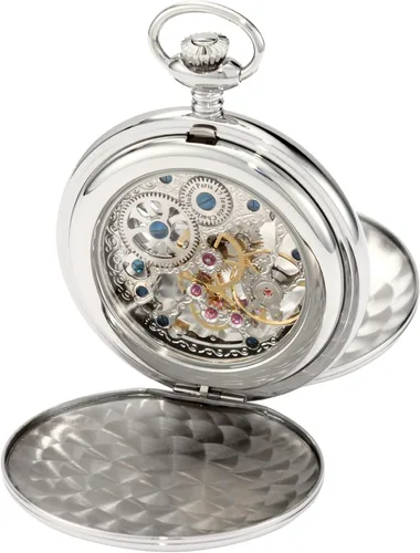 Vista 2 de Charles-Hubert, Paris 3904-W Premium Collection - Reloj de bolsillo mecánico de acero inoxidable con acabado pulido, doble caja Hunter, Multi