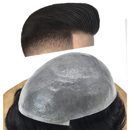 Vista 34 de Toupee - Sistema de reemplazo de cabello humano 100% europeo Remy, 0.002 in, piel ultrafina, pelo de poliuretano para hombre, línea capilar en V