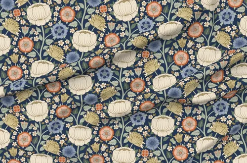 Vista 4 de Spoonflower Tela - Artes y manualidades Gráfico antiguo Dibujado a mano Flores Victorianas Impreso en tela de gasa Fat Quarter - Costura Ropa