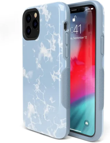 Vista 4 de Casely Funda para iPhone 11 Pro Max Funda de nubes de mármol azul claro