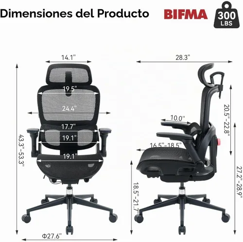 Vista 2 de SIHOO B300 Pro Ergonomic Office Chair Without Footrest, 4D Lumbar Support Negro