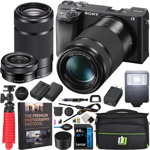 Vista 16 de Sony a6400 - Paquete de cámara sin espejo con lente de 16-50 mm, tarjeta de memoria de 64 GB, suite de edición de fotos y videos, bolsa para cámara