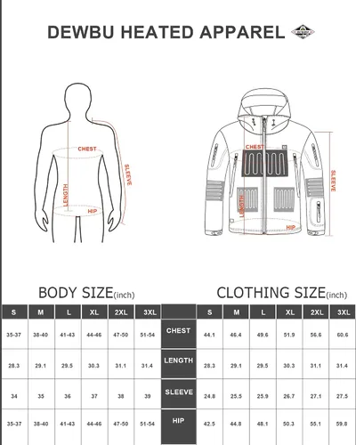 Vista 6 de DEWBU - Chaqueta térmica con batería de 12 V para invierno y exterior, con capa de calor eléctrica