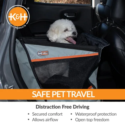 Vista 6 de K&H Buckle N Go - Asiento de automóvil para perros pequeños, tela impermeable, laterales de malla transpirable, correa de cinturón de seguridad