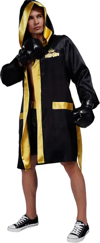 Vista 2 de Disfraz de boxeo para hombre y adulto, peso pesado, boxeador de campeón del mundo, incluye bata y pantalones cortos