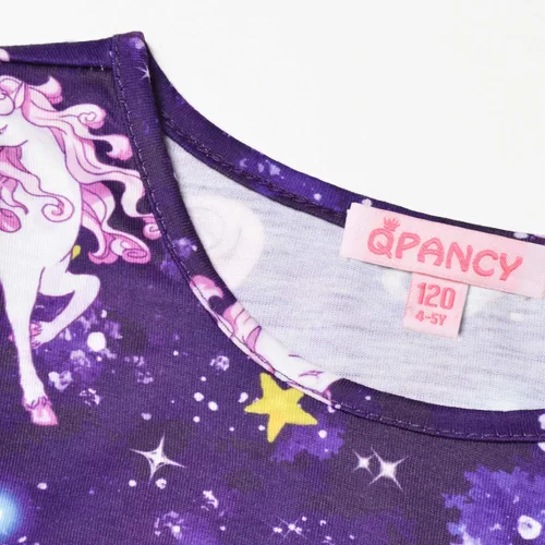 Vista 10 de Qpancy Vestidos a juego para muñecas y niñas, trajes de unicornio de manga larga, ropa de algodón