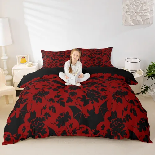 Vista 37 de Feelyou - Juego de funda de edredón con estampado floral de rosas - Juego de ropa de cama con flores románticas para dormitorio de niños, niñas