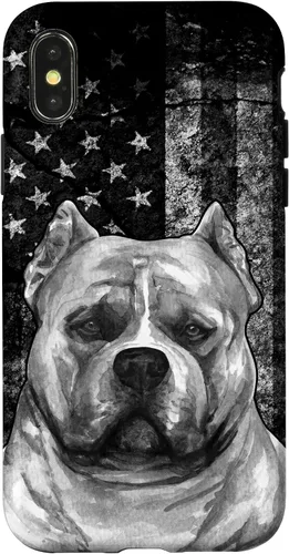 Vista 5 de Patriotic American Bully Dog on Grunge American Flag Dog Case for iPhone 17