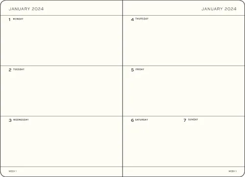 Vista 3 de LEUCHTTURM1917 - Agenda semanal de 18 meses de tapa dura mediana A5, julio de 2023 - diciembre de 2024, inglés, tapa dura, lila