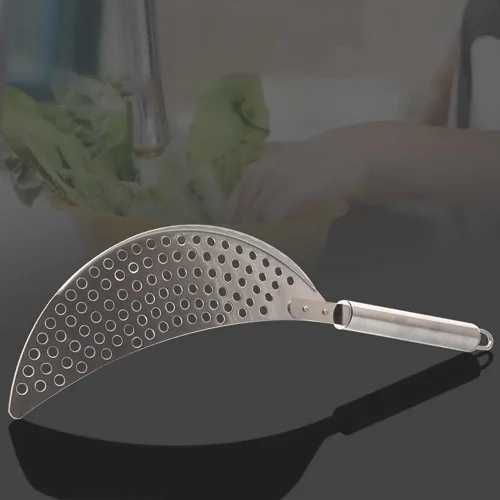Vista 4 de Paquete de 2 coladores de acero inoxidable para grasa, para pasta, escurridor de mano para diferentes ollas, herramienta de cocina