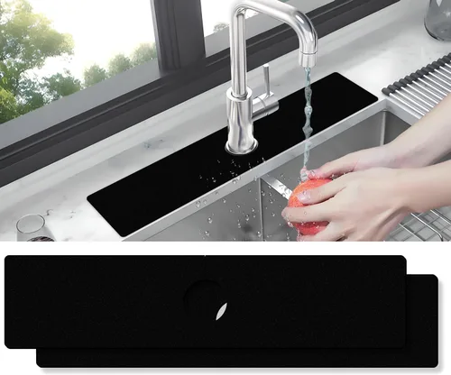 Vista 6 de Tapete protector contra salpicaduras para fregadero de cocina, 1 alfombrilla súper absorbente de secado rápido, dispositivo para fregadero