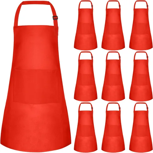 Vista 15 de Juego de 5 delantales para niños, delantal ajustable para niños con 2 bolsillos, delantal de chef para niños para pintar, cocinar, hornear, Negro