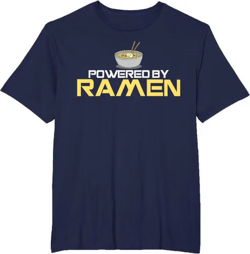 Vista 43 de Camiseta de fideos de anime japoneses Powered By Ramen, Negro, S