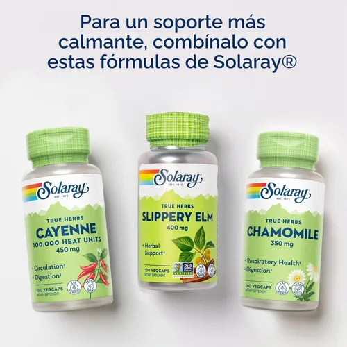 Vista 7 de Corteza de olmo resbaladizo Solaray 400 mg, 100 cápsulas veganas