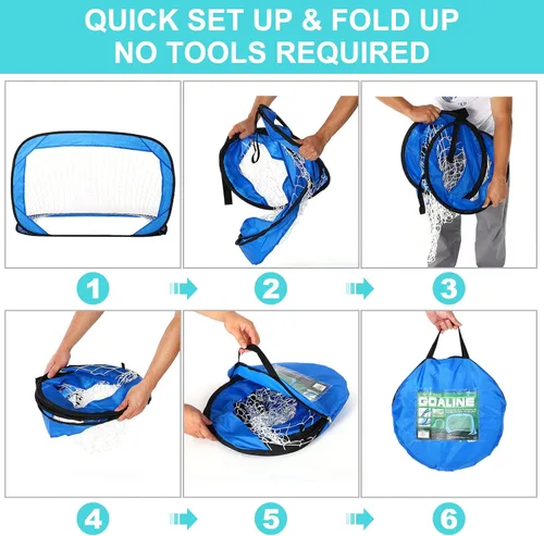 Vista 5 de PATIKIL Portería de fútbol portátil de 4 x 3 pies, red de fútbol plegable con bolsa de transporte para entrenamiento, plegable, para interiores