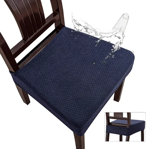 Vista 8 de Genina Fundas de asiento impermeables para sillas de comedor (2 unidades, con abertura trasera, beige)