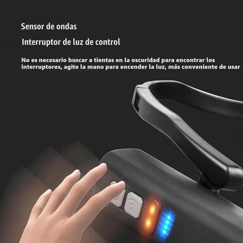 Vista 4 de Linterna frontal LED para colgar en las orejas, recargable, sensor de movimiento, luz manos libres, batería de 1200 mAh de larga duración, haz ancho