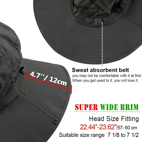 Vista 2 de Cooltto Wide Brim Sun Hats with Waterproof Breathable for Fishing, Hiking, Camping