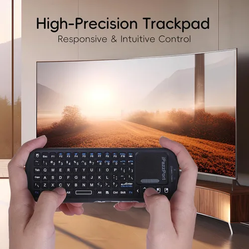 Vista 5 de iPazzPort Mini teclado inalámbrico con panel táctil, Bluetooth y 2.4GHz Touchpad • 2.4GHz USB y Bluetooth • Batería AAA • Receptor USB incluido