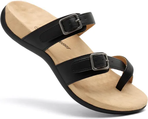 Vista 4 de Athlefit Sandalias ortopédicas para mujer con soporte de arco ajustable y cómodas para caminar
