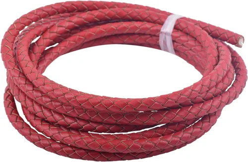 Vista 9 de 2 yardas 8.0mm Cordón redondo de cuero trenzado auténtico marrón antiguo para corbata de bolo