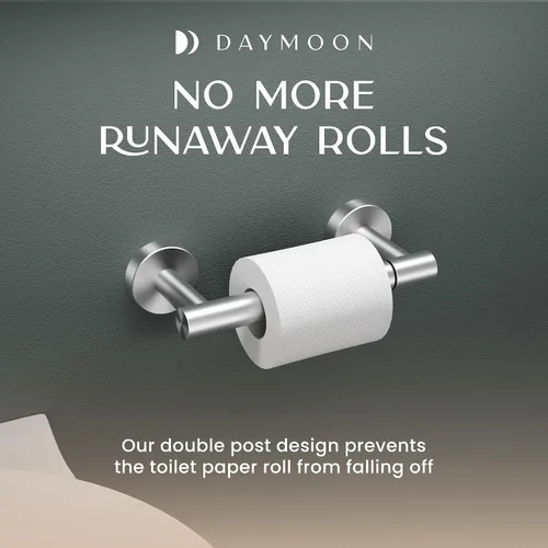Vista 7 de Day Moon™ Soporte de papel higiénico de níquel cepillado - Soporte de rollo moderno para montaje en pared para baño