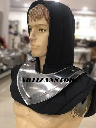 Vista 5 de Medieval Iron Gorget Knights Templar Warrior Placa de cuello funcional Armería LARP Armadura Armadura Guerrero Armadura, Protector de cuello, LARP