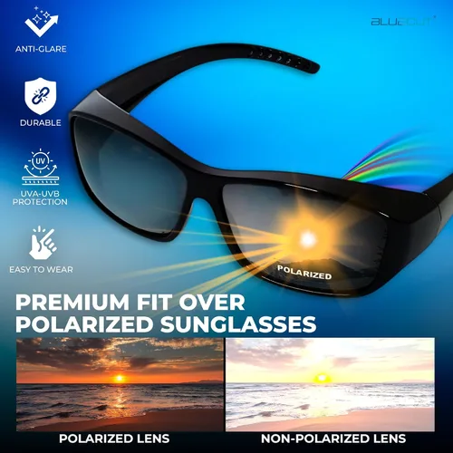 Vista 2 de BLUE CUT Se ajustan sobre lentes de sol polarizados, gafas de sol con escudo solar para llevar sobre gafas