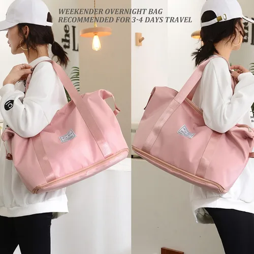 Vista 6 de Large Tote Beach Bag - Top Zipper Closure - Stylish Design - Tote Shoulder Bag For Gym Beach Travel