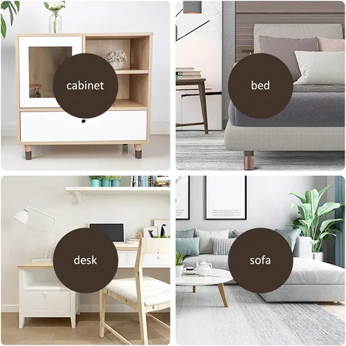 Vista 8 de Piernas autoadhesivas cuadradas/redondas para muebles, patas de mesa de café de 1.969 in de alto, cojín de patas de sofá silencioso, patas