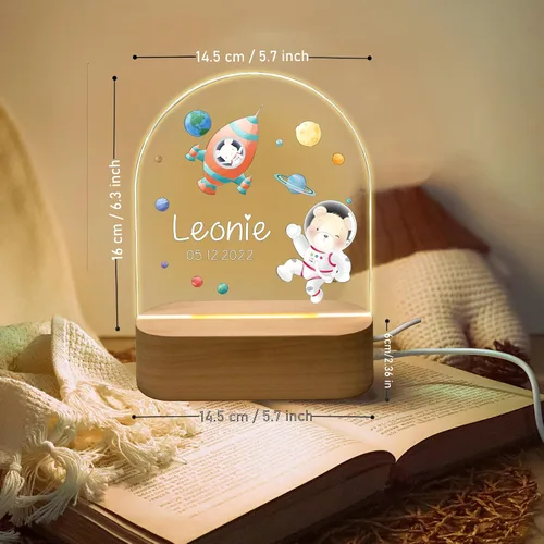 Vista 3 de Luz nocturna personalizada para bebés y niños, regalos personalizados con nombre, regalos de bautizo para niñas/niños, lámpara nocturna regulable