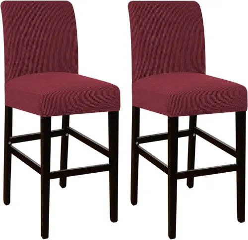 Vista 24 de Flamingo P Fundas de taburete para sillas de comedor, fundas de asiento de tela jacquard elástica con parte inferior elástica extraíble, juego de 2
