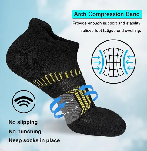 Vista 5 de Calcetines tobilleros acolchados para mujer, cómodos, antiampollas, 5 pares