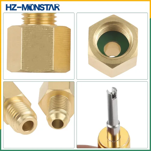 Vista 6 de R410A R134A Adaptadores Kit de Ajuste para Sistema Mini Dividido 5/16" SAE 1/4" SAE Flare, Kit de Ajuste de Latón 1/2 Acme 1/4" Hembra a Macho