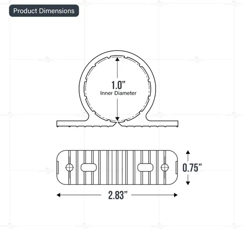 Vista 3 de Highcraft PXSTND001-10 PEX Abrazadera de suspensión estándar de 1 pulgada; plástico duro (paquete de 10), gris