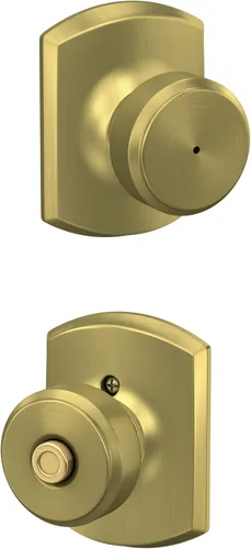 Vista 70 de SCHLAGE Pomo de bloqueo sin giro, latón antiguo (F170 ORB 609) (paquete de 2)