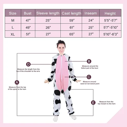 Vista 5 de Unisex Adult Onesie Animal Pajamas for Halloween Cosplay Women Girl Men Boy Sleepwear Homewear