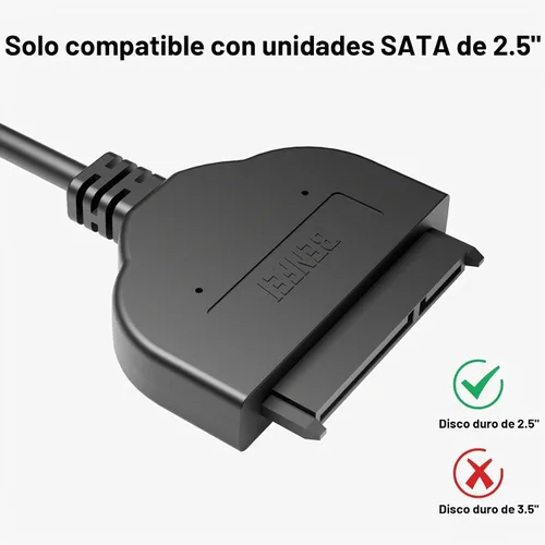 Vista 3 de BENFEI Cable SATA a USB, adaptador de disco duro USB C/USB 3.0 a SATA III 2 en 1 compatible con HDD y SSD de 2.5 pulgadas