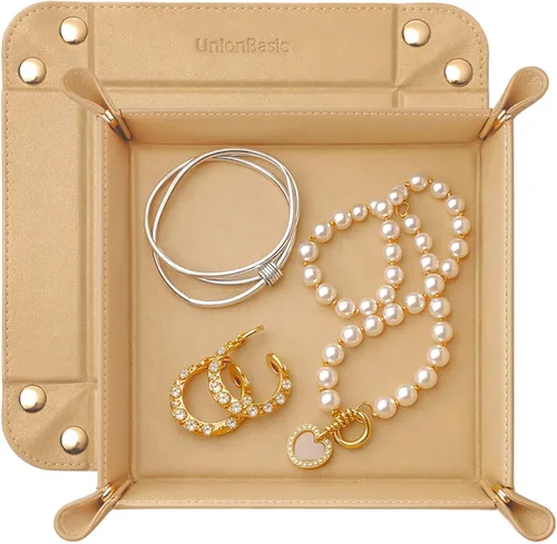 Vista 51 de UnionBasic Bandeja pequeña de valet, bandeja de joyería para anillos, relojes, aretes, organizador de entrada para monedas y llaves, soporte