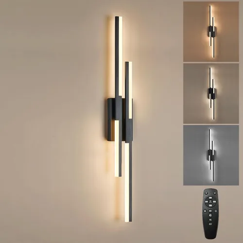 Vista 15 de Benkut - Aplique de pared LED moderno negro remoto para baño