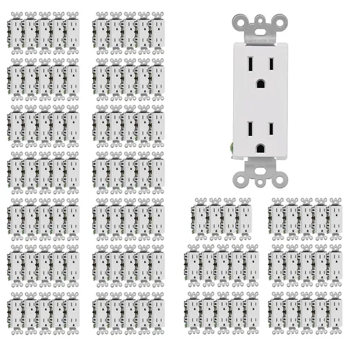 Vista 14 de CML - Toma de corriente decorativa de 15 amperios, paquete de 20 tomas de corriente estándar con placa de pared sin tornillos, resistente a