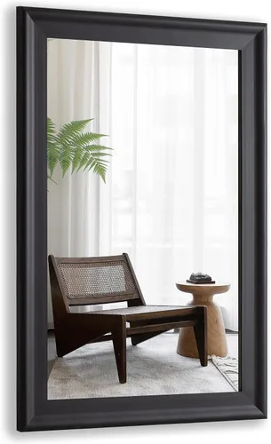 Vista 11 de CULER Espejo de pared de madera blanca para baño, espejos colgantes rectangulares de 20 x 16 pulgadas con marco de madera para sala de estar Blanco