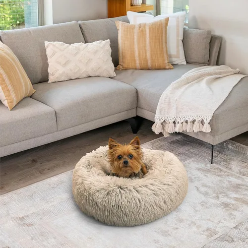 Vista 50 de Best Friends by Sheri - The Original Calming Donut - Cama calmante en forma de dona para perros y gatos - Pelo largo, azul bebé, M, 30 x 30 pulgadas