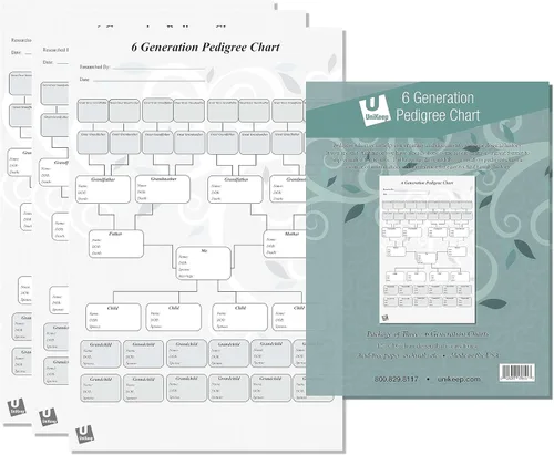 Vista 7 de UniKeep Gráficos de pedigrí para la investigación de genalogía - Papel de calidad de archivo (pedigrí de 5 generaciones)