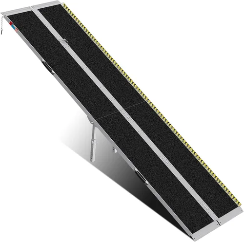 Vista 18 de WHALEMOTOR Rampa portátil para silla de ruedas negra, rampa de aluminio sin costuras y antideslizante de 2 pies, rampas plegables portátiles