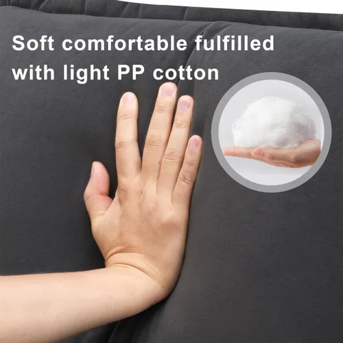 Vista 5 de Sofá modular en forma de U de 109.8 pulgadas con almohadas para la cintura, sofá simétrico tapizado de 6 asientos, sofá cama con diván, color gris