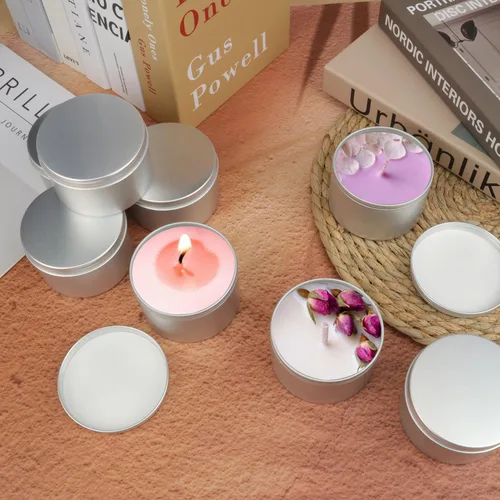 Vista 6 de 32 latas de aluminio de 6 onzas con tapas, latas de metal de aluminio con tapa de rosca para bálsamo labial, ungüento, especias, dulces