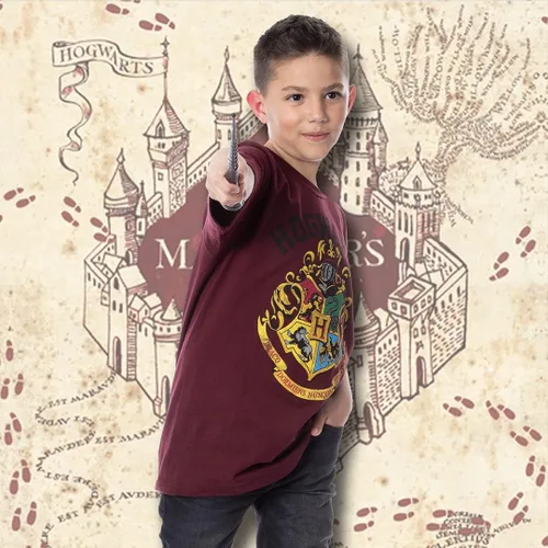 Vista 2 de Harry Potter Hogwarts Crest - Camiseta de manga corta para niños, Granate