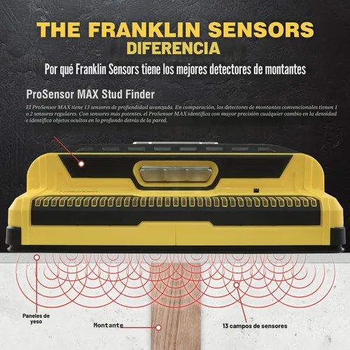 Vista 3 de Franklin Sensors Buscador de pernos ProSensor MAX de 13 sensores, detección